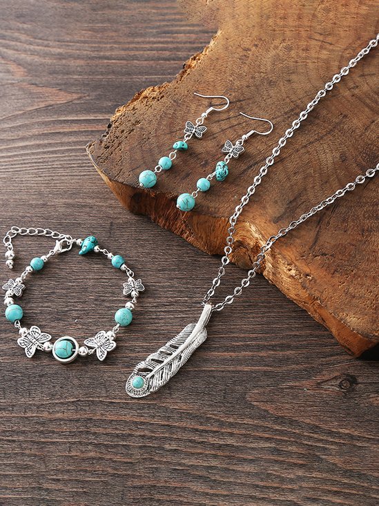 Ethnisch Bohemien Halskette und Ohrringe Set