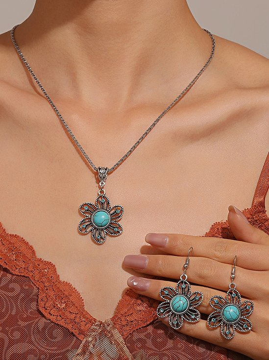 Ethnisch Bohemien Halskette und Ohrringe Set