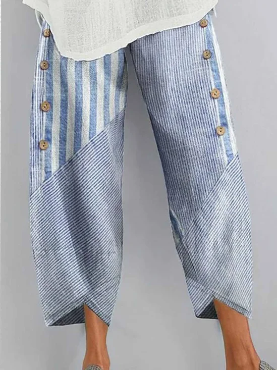 Lässig Gestreift Knöchelhose Hose
