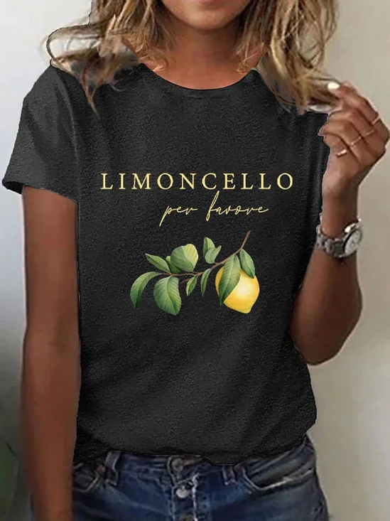 Lässig Zitrone Rundhals Kurzarm T-Shirt