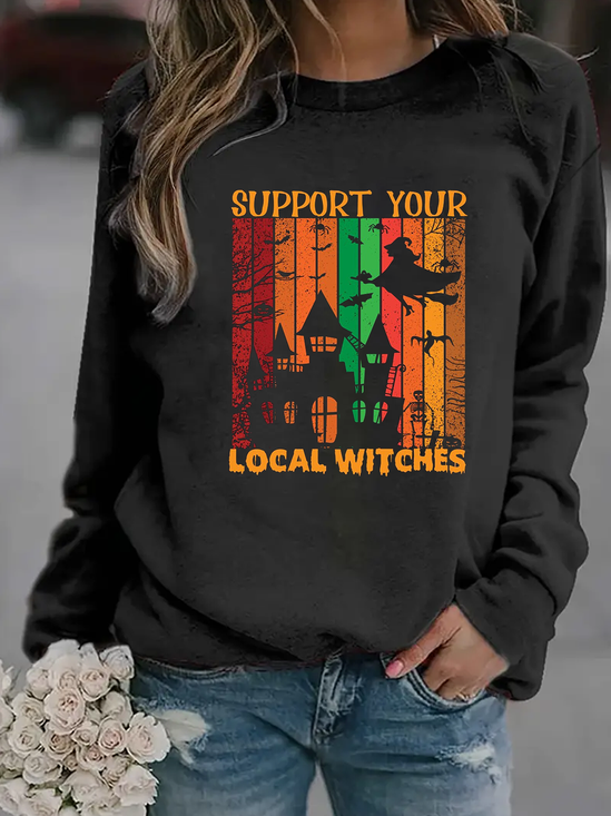 Lässig Rundhals Textbriefe Sweatshirt