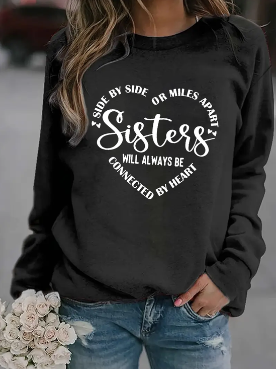 Lässig Rundhals Textbriefe Sweatshirt