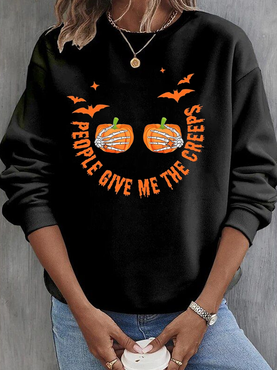 Lässig Rundhals Textbriefe Sweatshirt