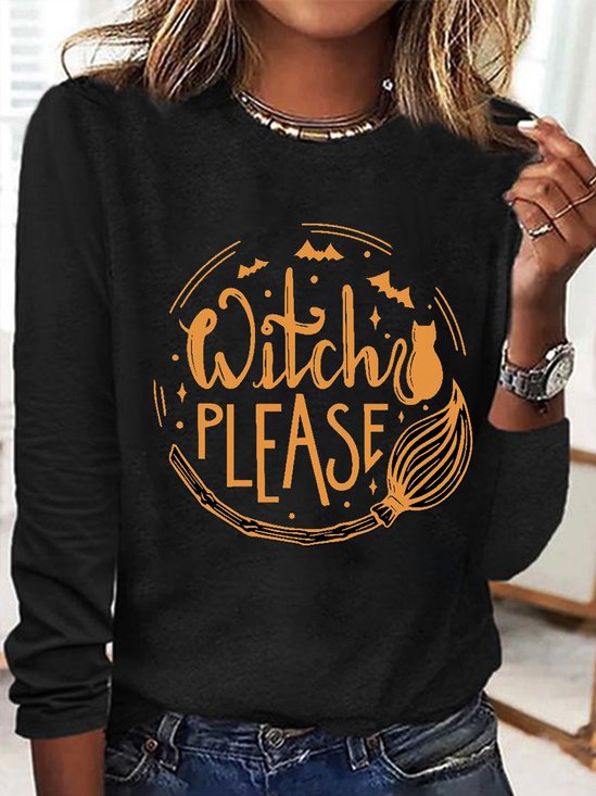 Lässig Buchstabenmuster Rundhals Langarm T-Shirt
