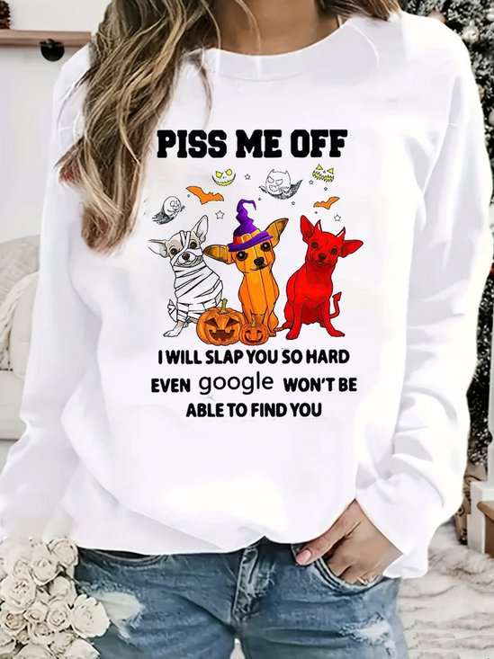 Lässig Rundhals Unifarben Sweatshirt