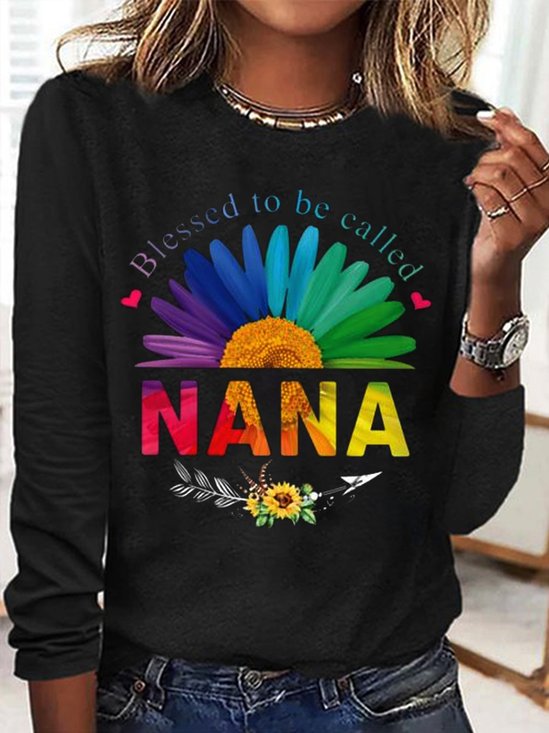 Lässig Gänseblümchen Rundhals Langarm T-Shirt