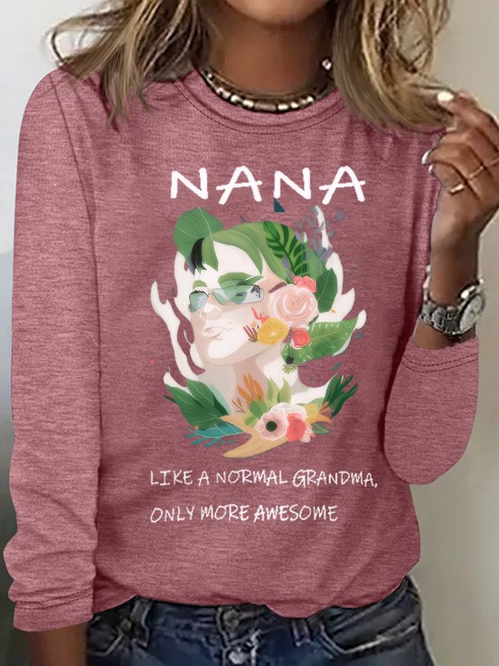 Lässig Figur Rundhals Langarm T-Shirt