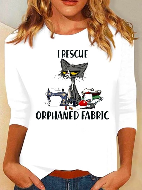 Lässig Katze Rundhals Langarm T-Shirt