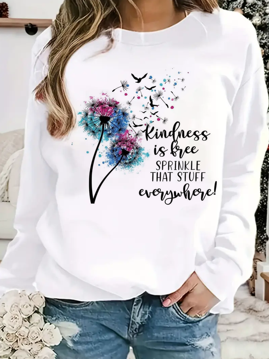 Lässig Rundhals Textbriefe Sweatshirt