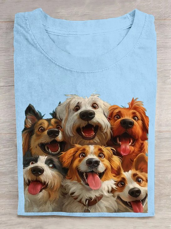 Lässig Hund Rundhals Kurzarm T-Shirt