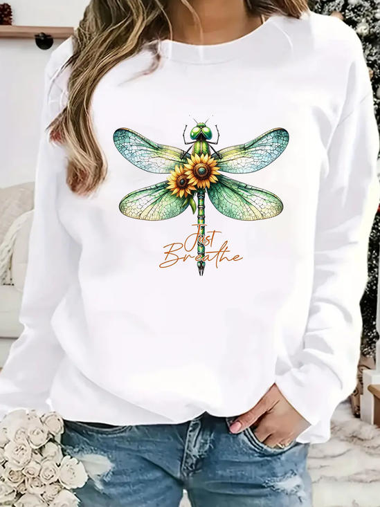 Lässig Rundhals Textbriefe Sweatshirt