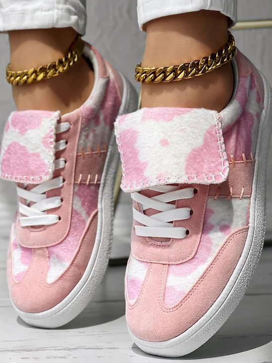 Lässig Unifarben Schnürung Flach Slip On