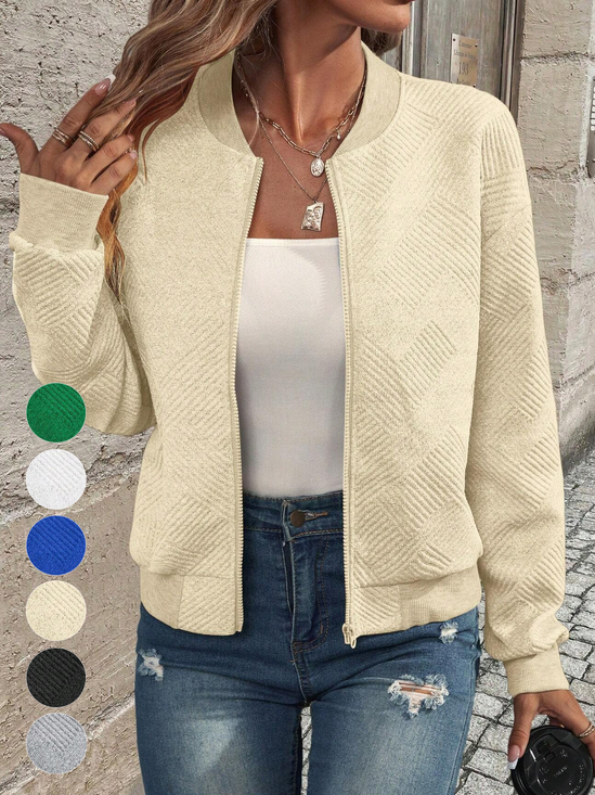 Damen Unifarben Regelmäßig Weit Jacke