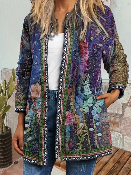 Damen Unifarben Reißverschluss Regelmäßig Weit Jacke
