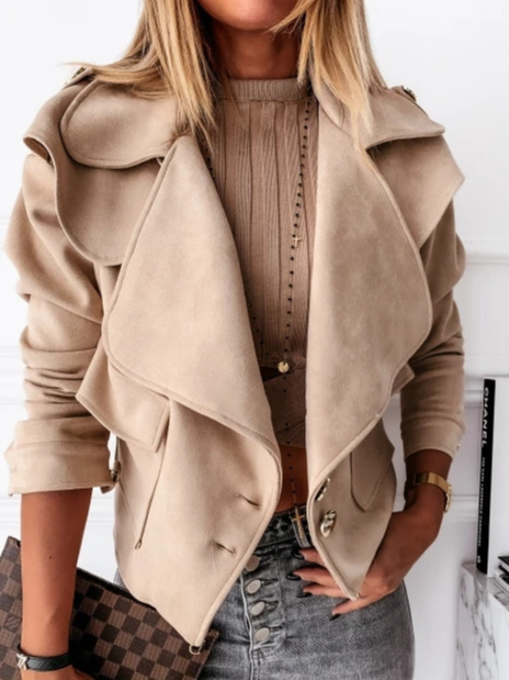 Damen Unifarben Regelmäßig Weit Jacke