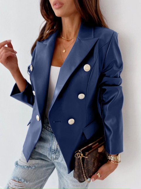 Damen Unifarben Regelmäßig Weit Blazer