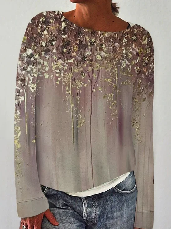Lässig Rundhals Abstrakt Sweatshirt