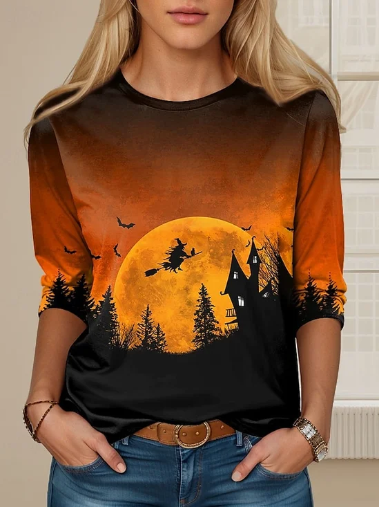 Lässig Halloween Rundhals Langarm T-Shirt