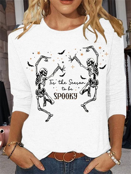 Lässig Halloween Rundhals Dreiviertelärmel T-Shirt