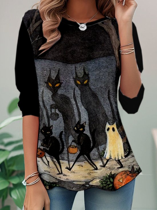 Lässig Halloween Rundhals Langarm T-Shirt