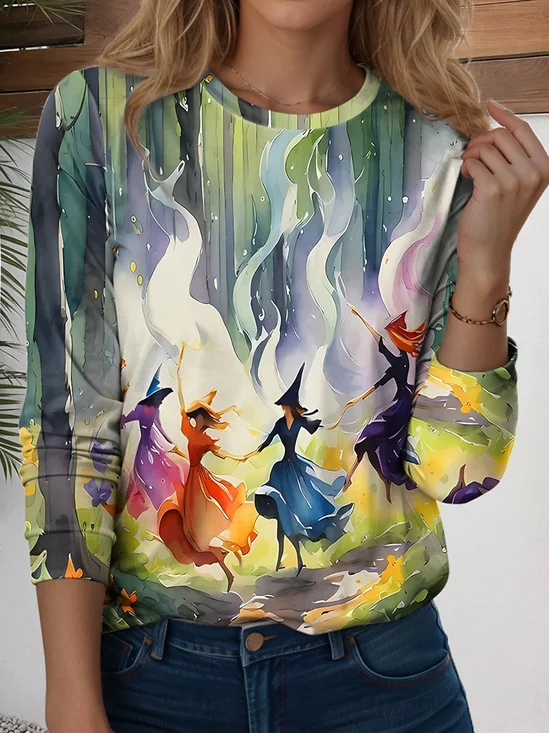 Lässig Halloween Rundhals Langarm T-Shirt