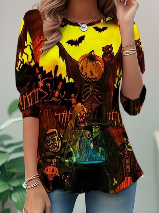 Lässig Halloween Rundhals Langarm T-Shirt