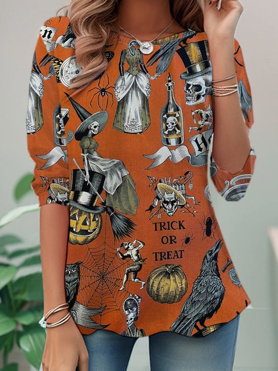 Lässig Halloween Rundhals Langarm T-Shirt