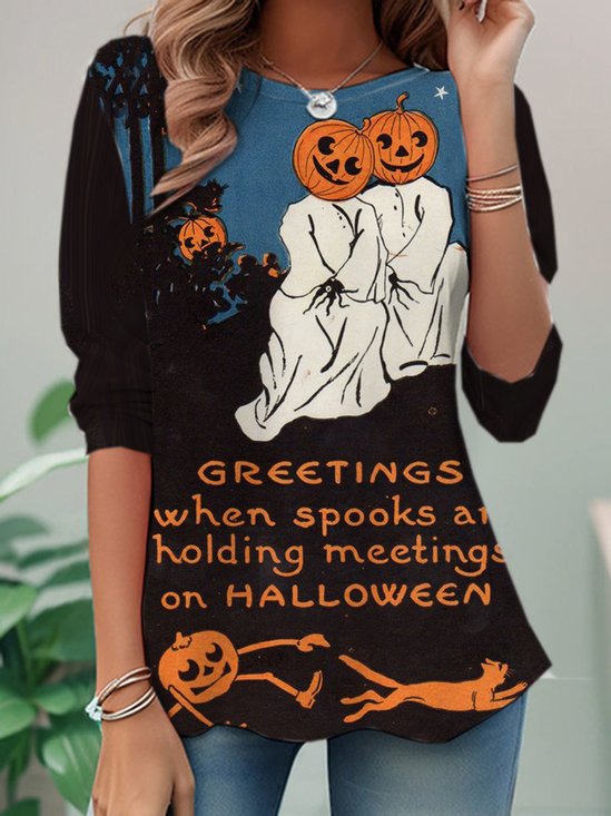 Lässig Halloween Rundhals Langarm T-Shirt