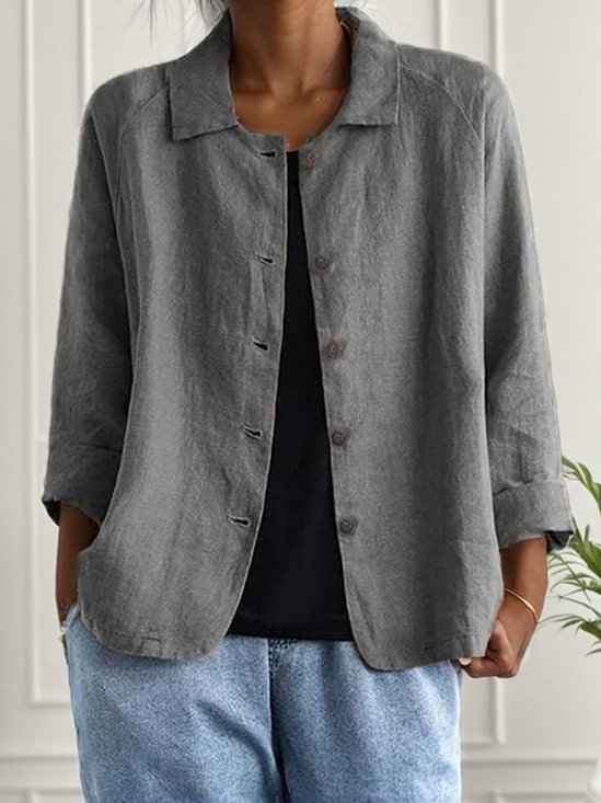 Damen Unifarben Reißverschluss Regelmäßig Weit Jacke