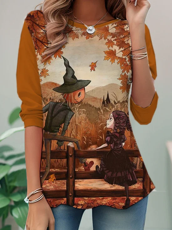 Lässig Halloween Rundhals Langarm T-Shirt