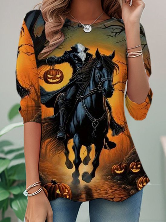 Lässig Halloween Rundhals Langarm T-Shirt