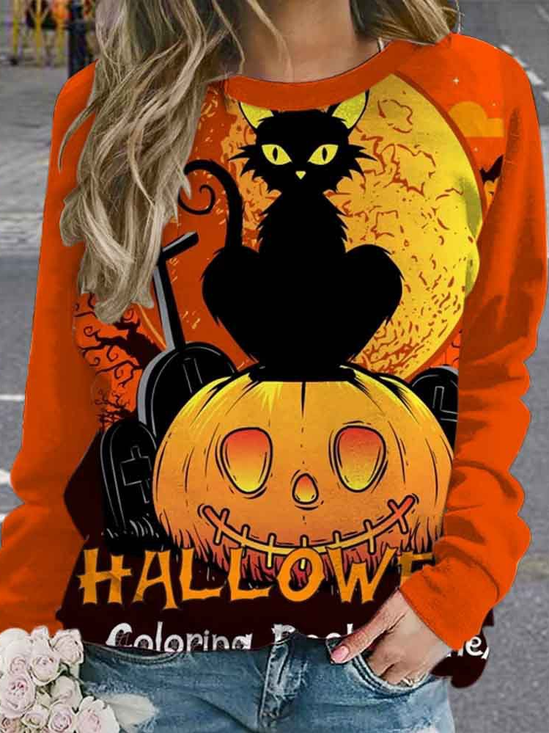 Lässig Rundhals Halloween Sweatshirt