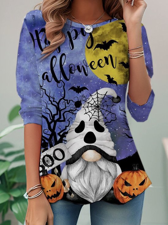 Lässig Halloween Rundhals Langarm T-Shirt