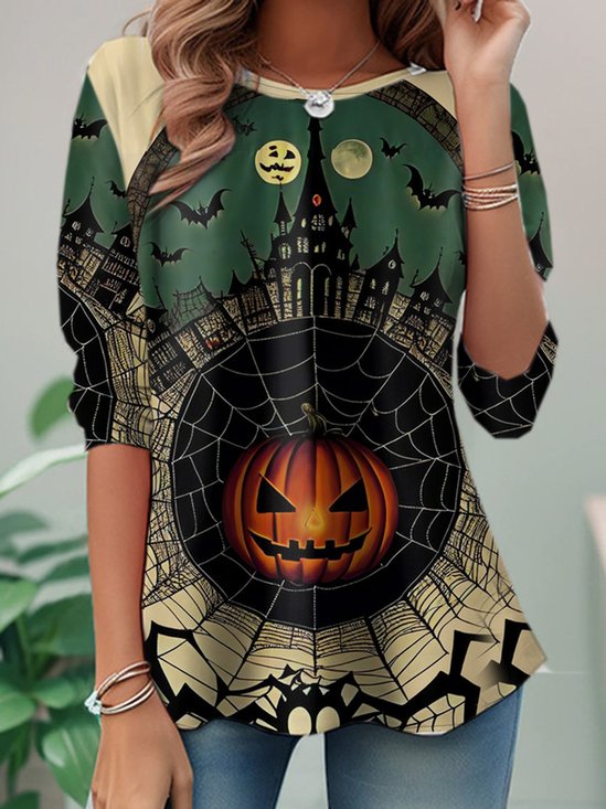 Lässig Halloween Rundhals Langarm T-Shirt