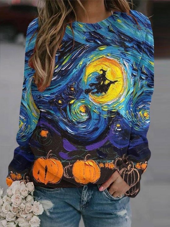 Lässig Rundhals Halloween Sweatshirt