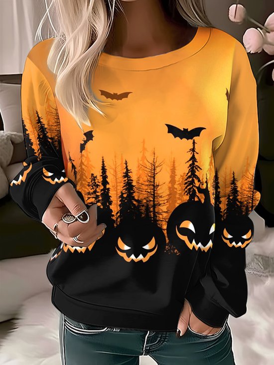 Lässig Rundhals Halloween Sweatshirt