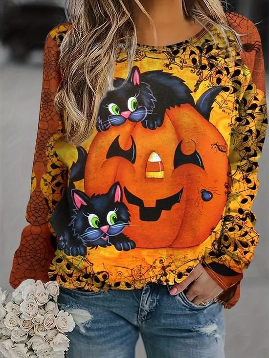 Lässig Rundhals Halloween Sweatshirt