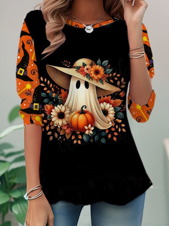 Lässig Halloween Rundhals Langarm T-Shirt