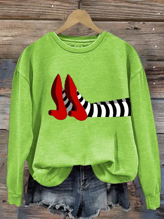 Retro Rundhals Halloween Sweatshirt Print