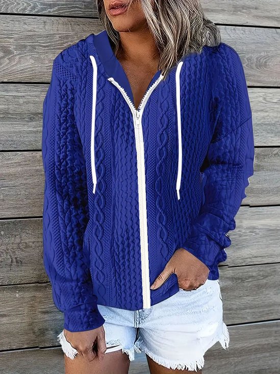 Damen Unifarben verdicken Weit Jacke