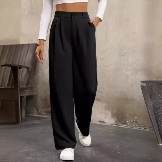 Lässig Unifarben Lang Schnalle Hose