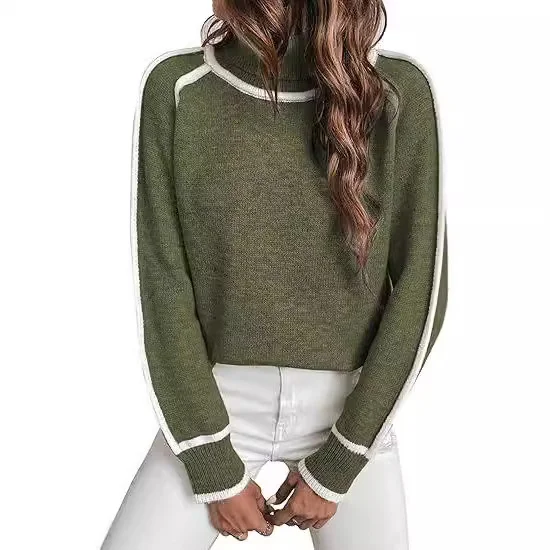Damen Wolle/Stricken Unifarben Langarm Bequem Lässig Pullover