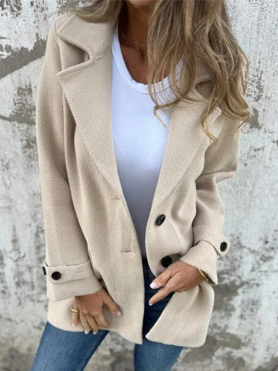 Damen Unifarben Schnalle Regelmäßig Weit Jacke