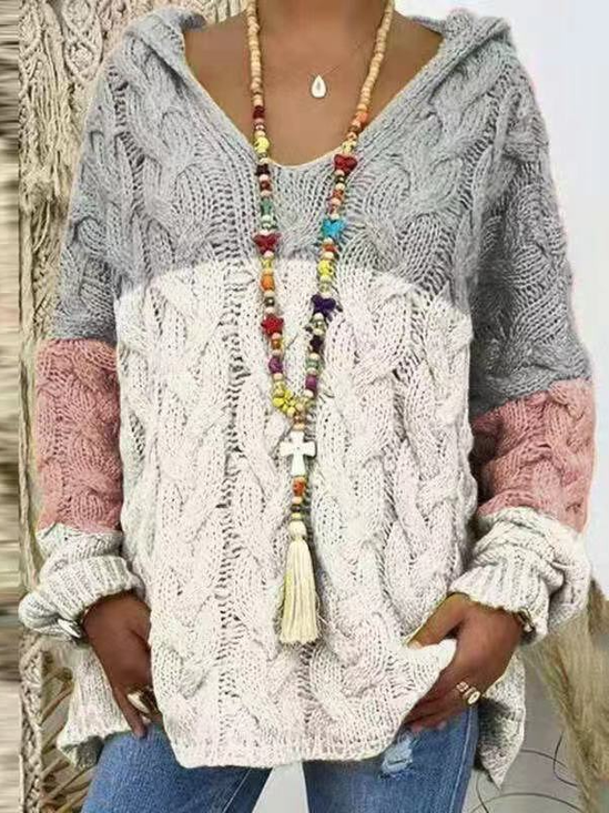 Damen Garn/Wollgarn Unifarben Dreiviertelärmel Bequem Lässig Pullover