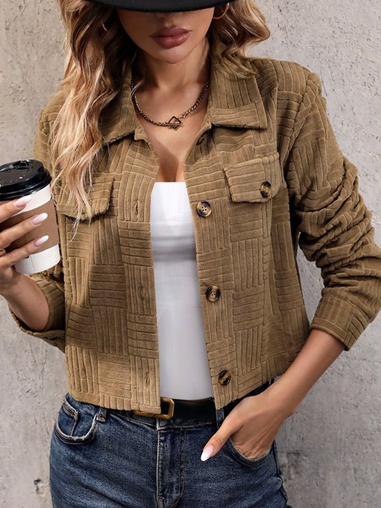 Damen Unifarben Schnalle Regelmäßig Weit Jacke