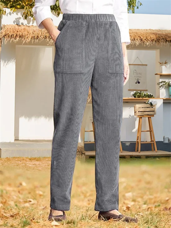 Lässig Unifarben Lang Hose