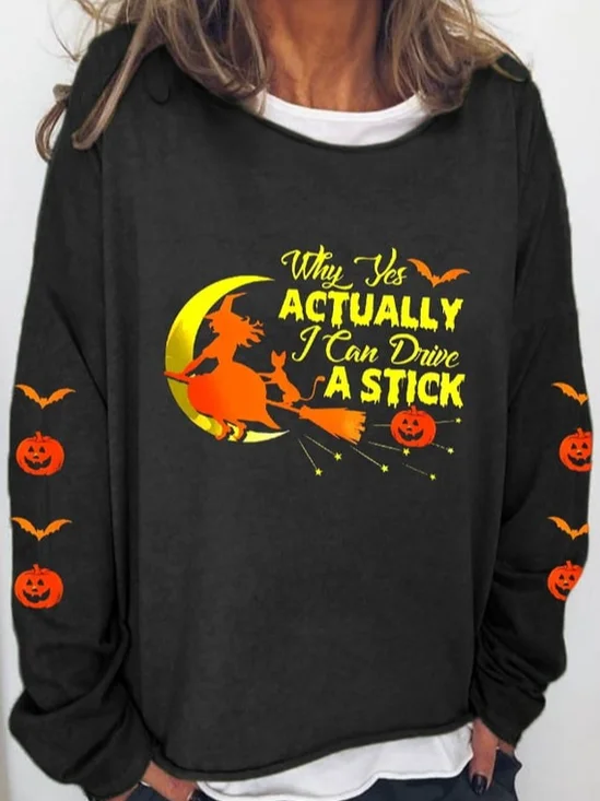 Lässig Rundhals Halloween Sweatshirt Reißverschluss