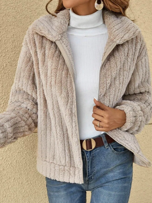 Damen Unifarben Regelmäßig Weit Jacke