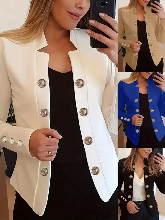 Damen Unifarben Bomberjacke Schnalle Regelmäßig Regelmäßige Passform Jacke