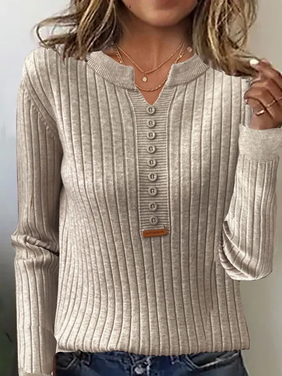 Damen Garn/Wollgarn Unifarben Langarm Bequem Lässig Schnalle Pullover